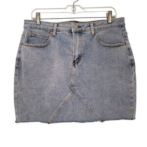 Just Quella Skirt Women's Denim Stretch Frayed‎ Hem Mini Skirt Size XL 16-18